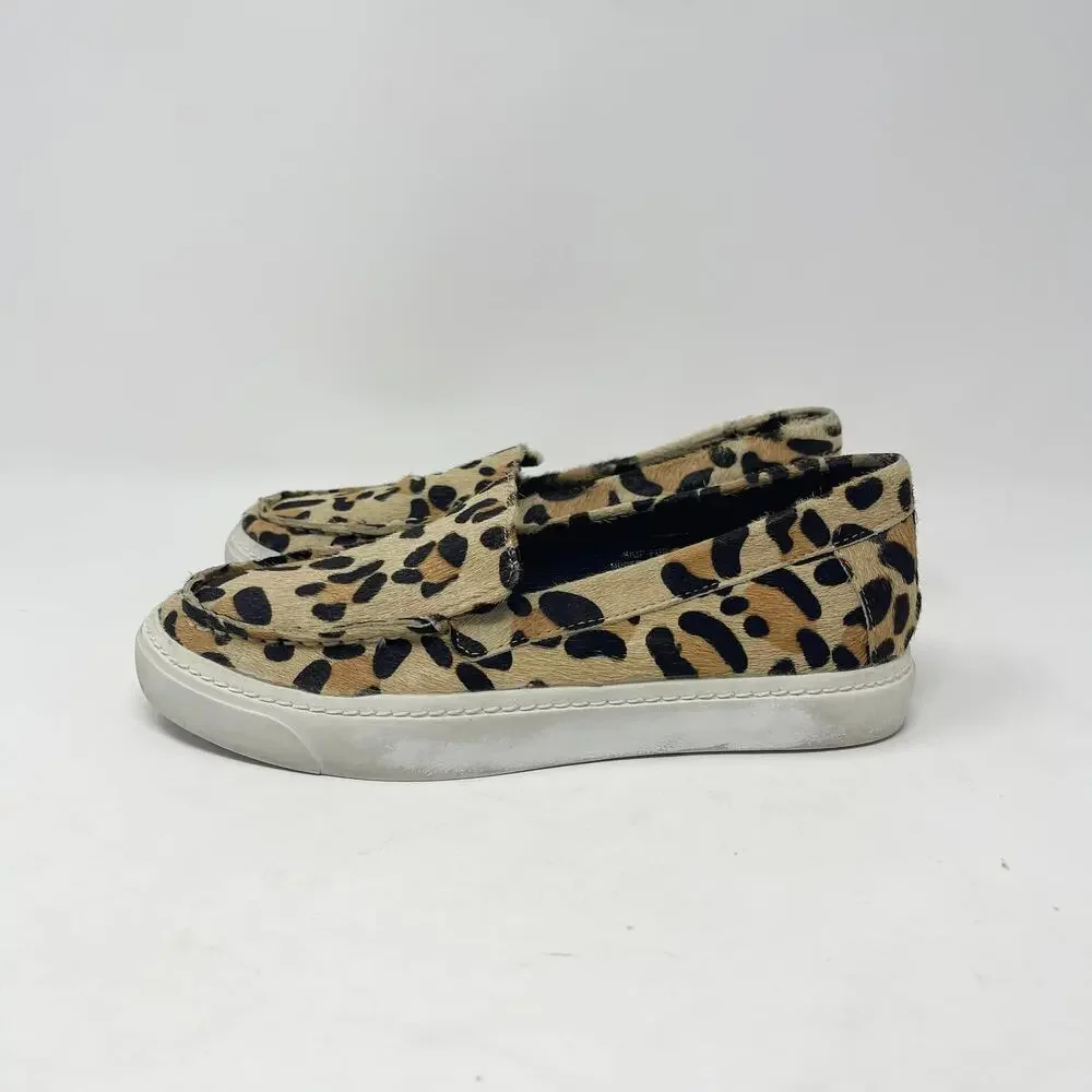 Jeffrey Campbell Calf Hair Leopard Print SKIP-FUR‎ Leather Slip-On Sneakers